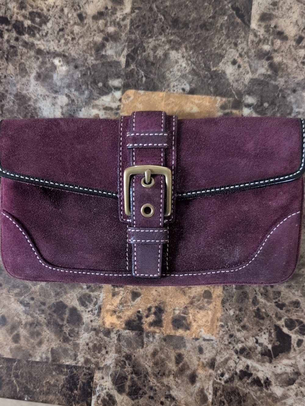 Coach Suede Buckle Clutch